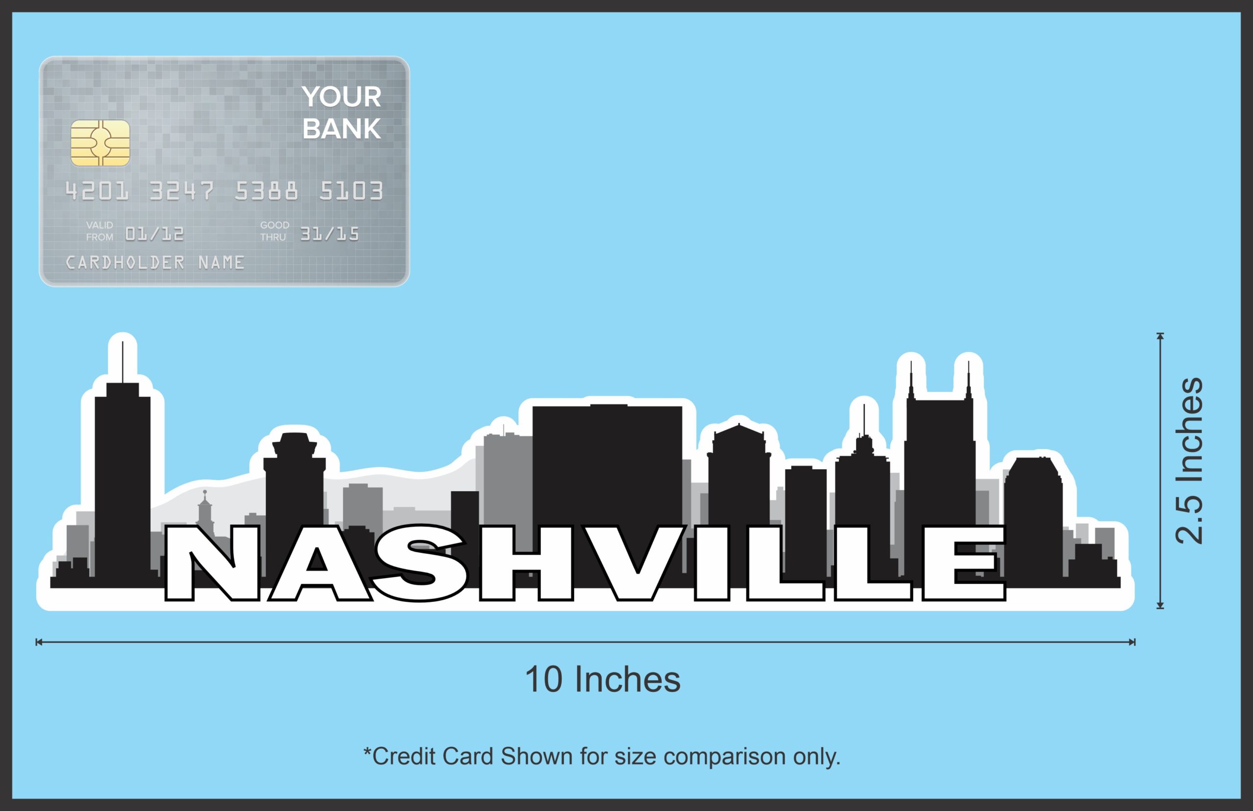 10in x 2.5in Nashville Skyline Sticker