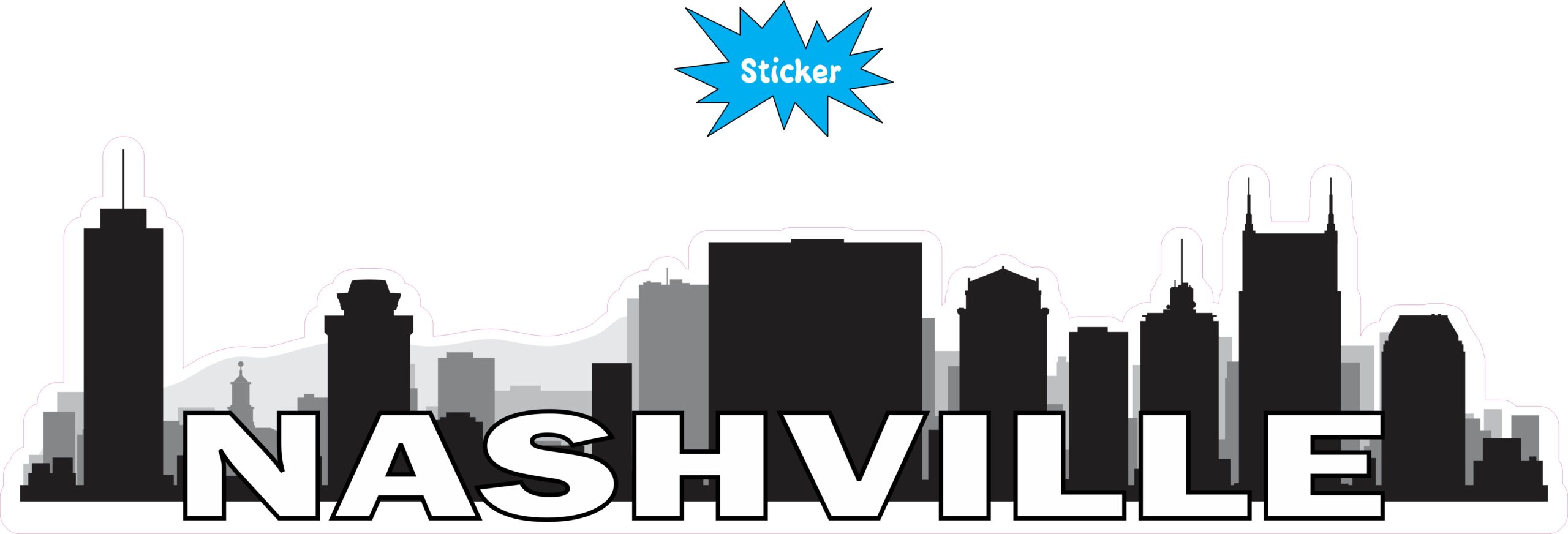 10in x 2.5in Nashville Skyline Sticker