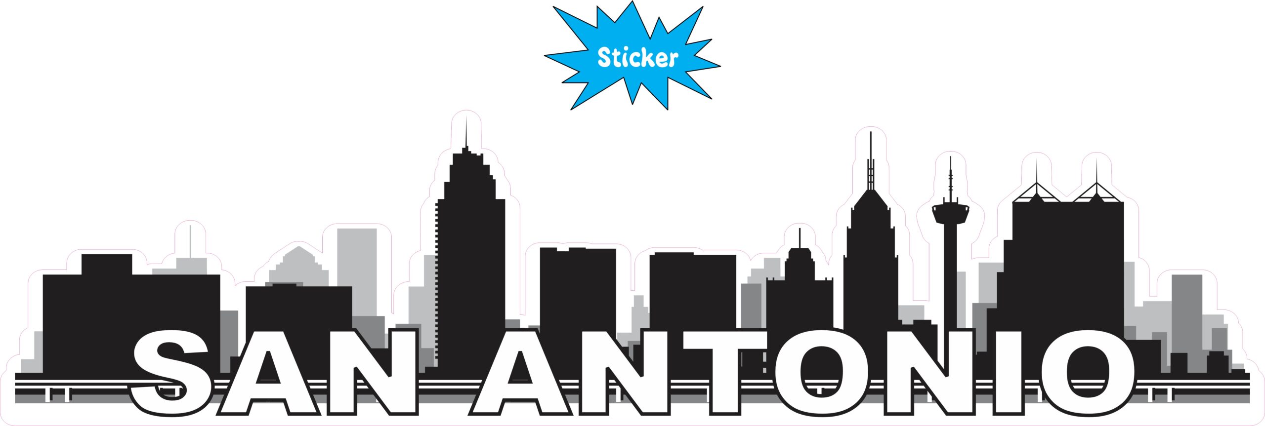 10in x 2.5in San Antonio Skyline Sticker
