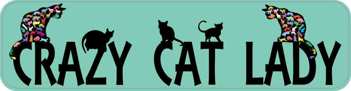 Green Crazy Cat Lady Bumper Sticker