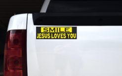 Yellow and Black Smile Jesus Loves You Bumper Sticker
