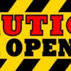 Caution Door Opens Out Sticker