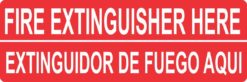 English Spanish Fire Extinguisher Here Sticker