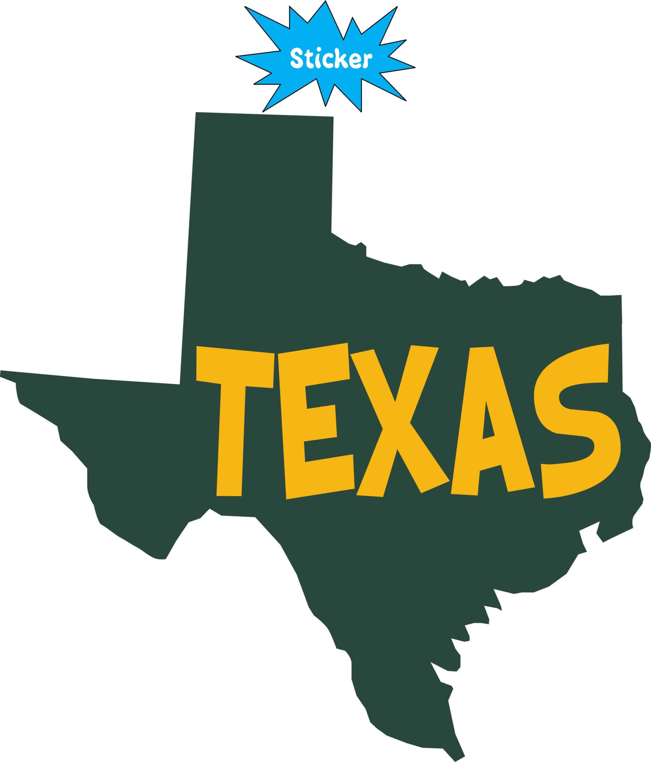 5in x 5in Green and Gold Texas Sticker - Image 3