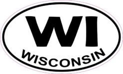 Oval WI Wisconsin Sticker