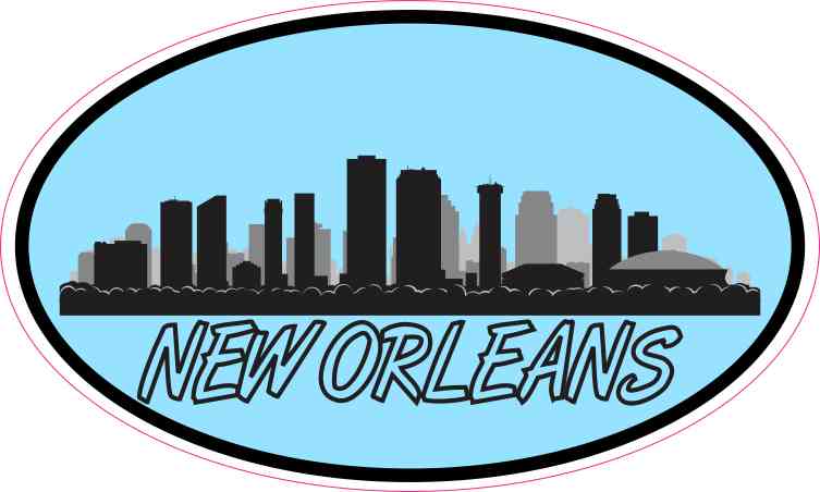 Blue Oval New Orleans Skyline Sticker