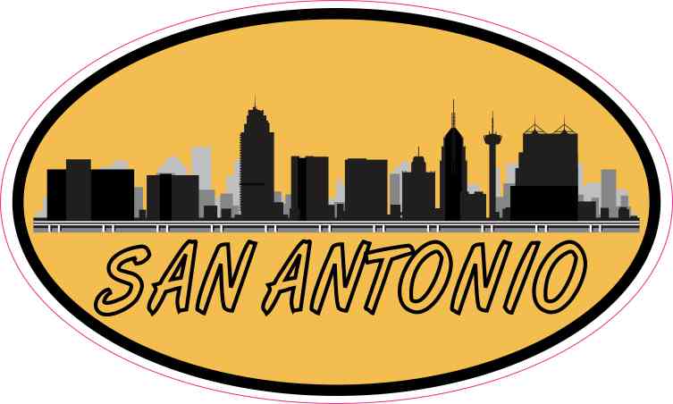 Orange Oval San Antonio Skyline Sticker