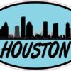 Light Blue Oval Houston Skyline Sticker