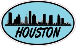 Light Blue Oval Houston Skyline Sticker