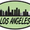 Green Oval Los Angeles Skyline Sticker