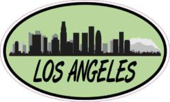 Green Oval Los Angeles Skyline Sticker
