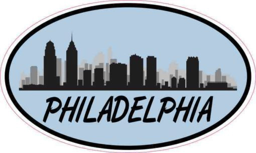 Blue Oval Philadelphia Skyline Sticker