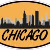 Orange Oval Chicago Skyline Sticker
