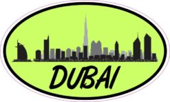 Green Oval Dubai Skyline Sticker