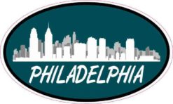 Green Oval Philadelphia Skyline Sticker