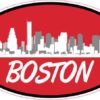 Red Oval Boston Skyline Sticker
