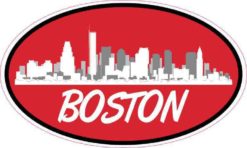 Red Oval Boston Skyline Sticker