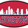 Patriotic Oval Houston Skyline Sticker