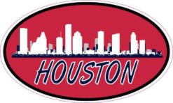 Patriotic Oval Houston Skyline Sticker