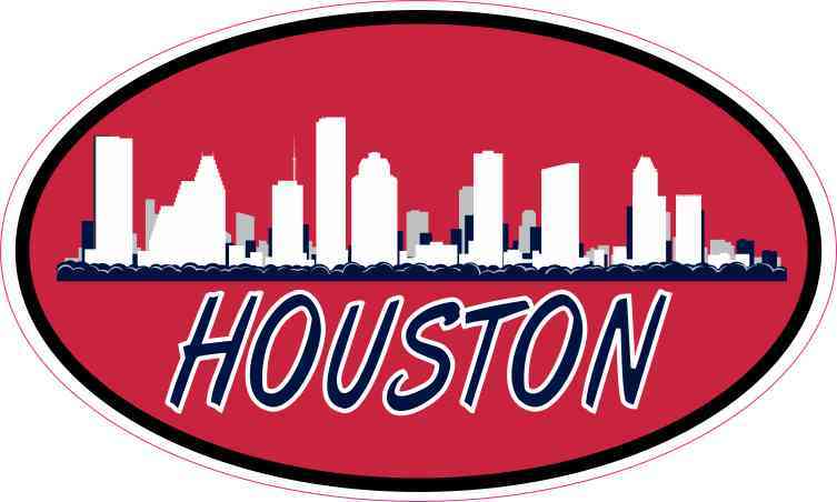 Patriotic Oval Houston Skyline Sticker