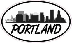 Large Letters Oval Portland Skyline Sticker