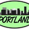 Green Oval Portland Skyline Sticker