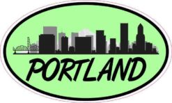 Green Oval Portland Skyline Sticker