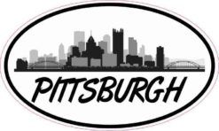Oval Pittsburgh Skyline Sticker