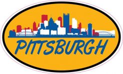 Orange Blue and Red Oval Pittsburgh Skyline Sticker