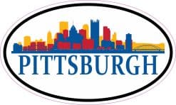 5in x 3in Colorful Oval Pittsburgh Skyline Sticker