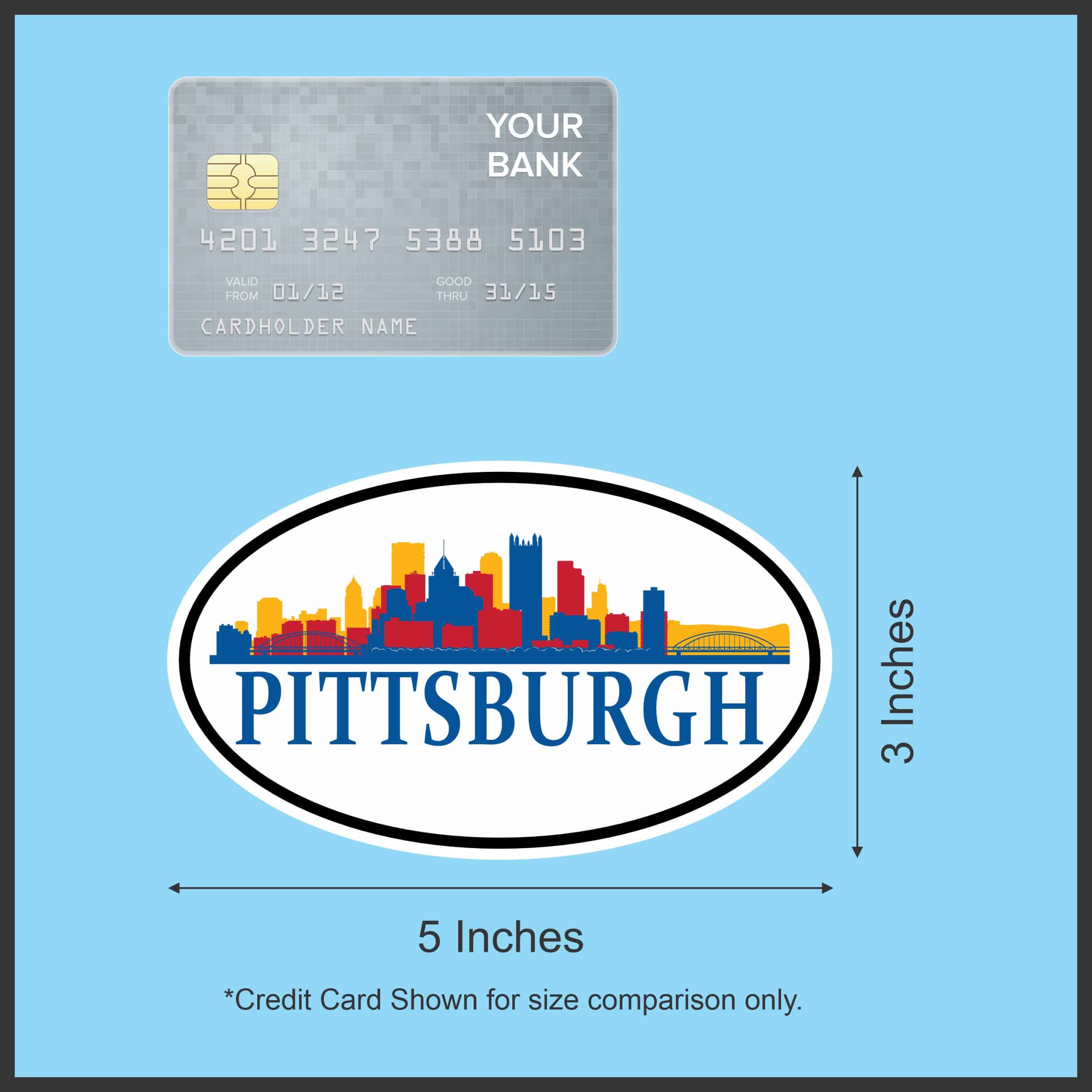 5in x 3in Colorful Oval Pittsburgh Skyline Sticker - Image 6