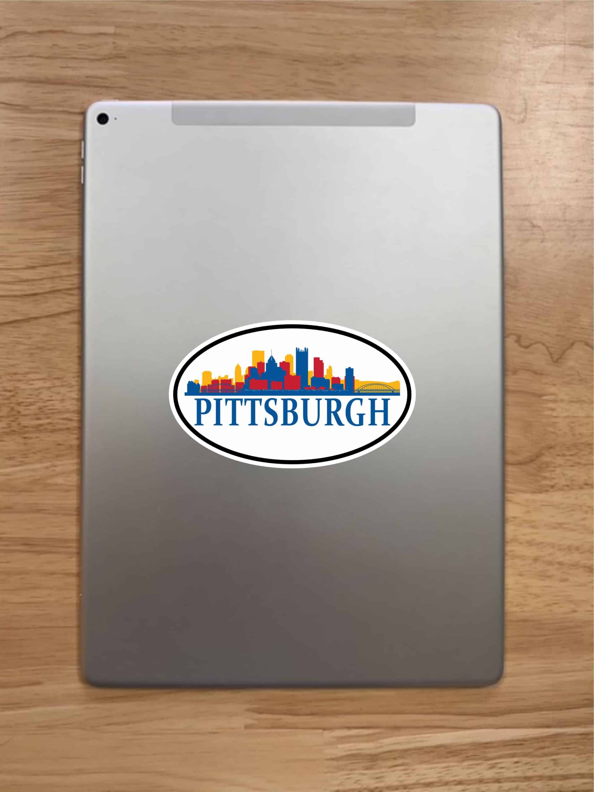 5in x 3in Colorful Oval Pittsburgh Skyline Sticker - Image 7