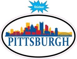 Alternative view of 5in x 3in Colorful Oval Pittsburgh Skyline Sticker