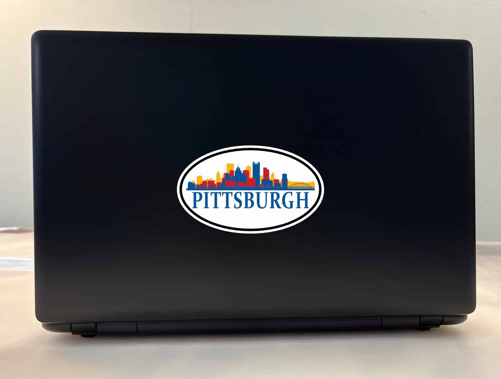 5in x 3in Colorful Oval Pittsburgh Skyline Sticker - Image 3