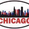 Patriotic Oval Chicago Skyline Sticker
