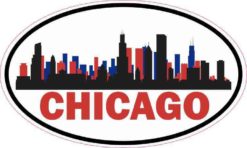 Patriotic Oval Chicago Skyline Sticker