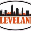 Orange Oval Cleveland Skyline Sticker