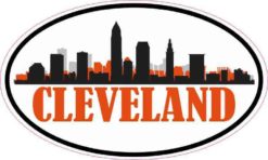 Orange Oval Cleveland Skyline Sticker