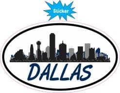 Alternative view of 5in x 3in Blue Oval Dallas Skyline Sticker
