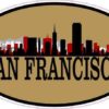 Gold Oval San Francisco Skyline Sticker