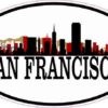 Red and Gold Oval San Francisco Skyline Sticker