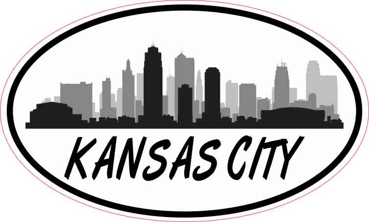 Oval Kansas City Skyline Sticker