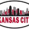 Red Oval Kansas City Skyline Sticker