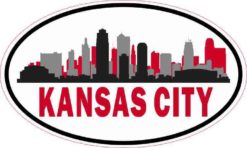 Red Oval Kansas City Skyline Sticker