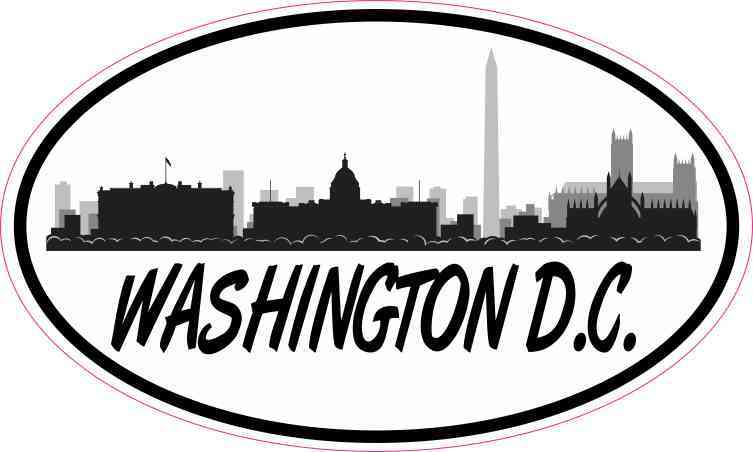 Oval Washington D.C. Skyline Sticker