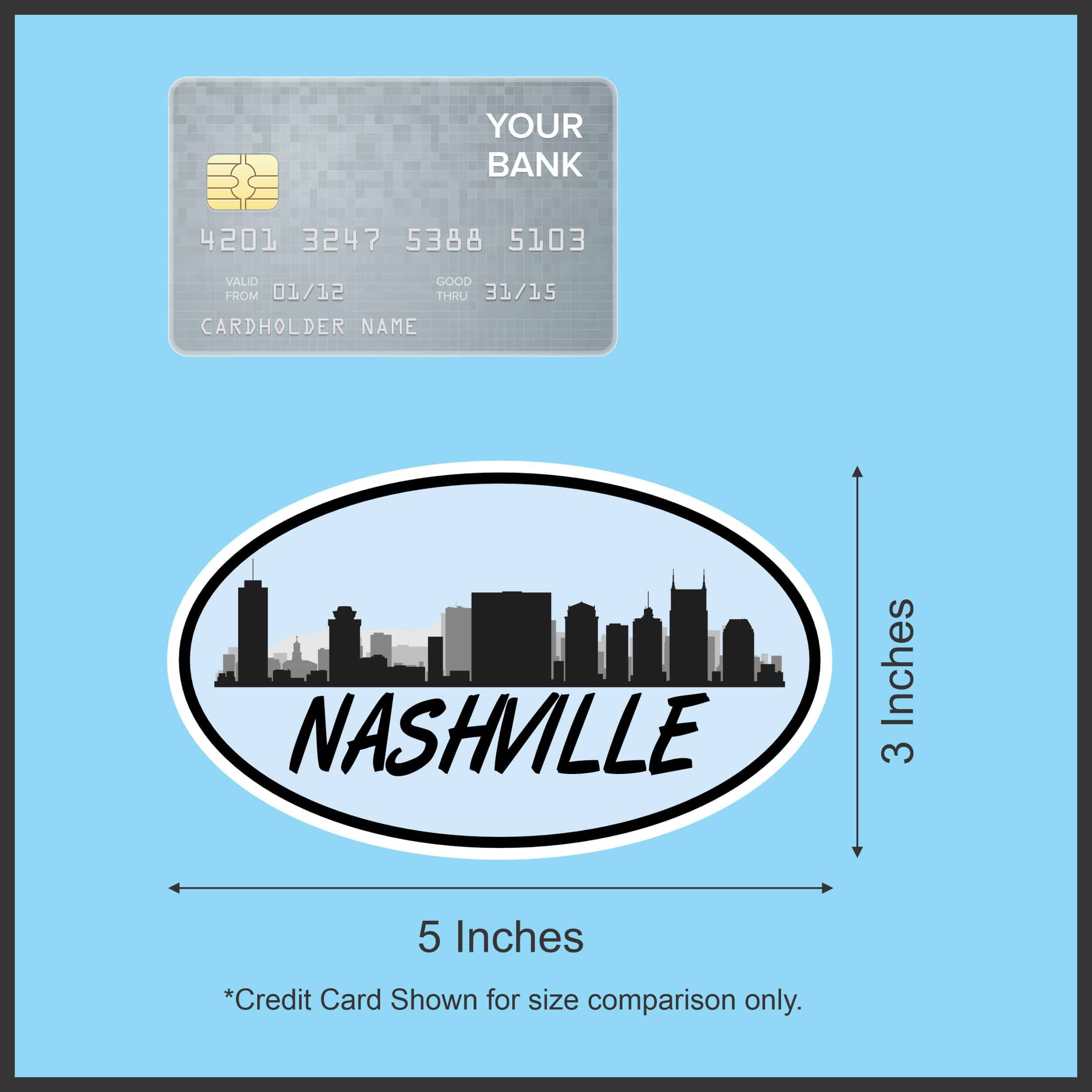 5in x 3in Blue Oval Nashville Skyline Sticker