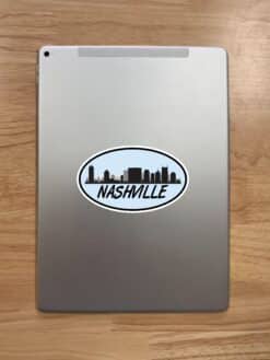 5in x 3in Blue Oval Nashville Skyline Sticker