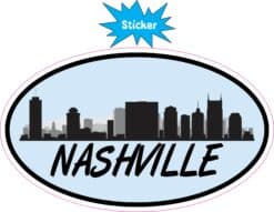 5in x 3in Blue Oval Nashville Skyline Sticker