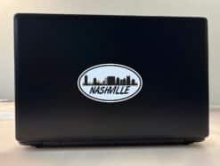 5in x 3in Blue Oval Nashville Skyline Sticker