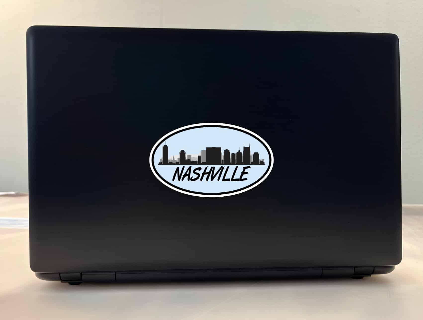 5in x 3in Blue Oval Nashville Skyline Sticker